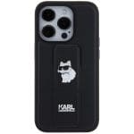 Karl Lagerfeld KLHCP14XGSACHPK Black Hardcase Gripstand Saffiano Choupette Pins Kryt iPhone 14 Pro Max