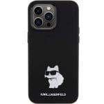 Karl Lagerfeld KLHCP15LSMHCNPK Black Silicone Choupette Metal Pin Kryt iPhone 15 Pro