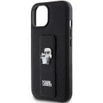 Karl Lagerfeld KLHCP15MGSAKCPK Black Hardcase Gripstand Saffiano Karl&Choupette Pins Kryt iPhone 15 Plus