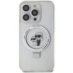 Karl Lagerfeld KLHMP14LHMRSKCH White Hardcase Ring Stand Karl&Choupettte Magsafe Kryt iPhone 14 Pro