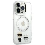 Karl Lagerfeld KLHMP14XHKCT Hardcase Transparent Karl & Choupette Aluminium Magsafe Kryt iPhone 14 Pro Max