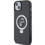 Karl Lagerfeld KLHMP15SHMRSKCK Black Hardcase Ring Stand Karl&Choupettte MagSafe Kryt iPhone 15