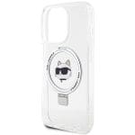 Karl Lagerfeld KLHMP15XHMRSCHH White Hardcase Ring Stand Choupette Head MagSafe Kryt iPhone 15 Pro Max