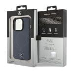 Mercedes MEHMP15L23RCMV Navy Hardcase Smooth Leather Magsafe Kryt iPhone 15 Pro