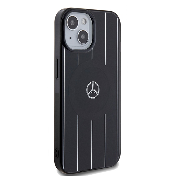 Mercedes MEHMP15S23HRSK Black Hardcase Double Layer Crossed Lines Magsafe Kryt iPhone 15