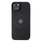 Mercedes MEHMP15S23RMMK Black Hardcase Crossed Lines Pattern Leather Magsafe Kryt iPhone 15