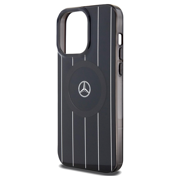 Mercedes MEHMP15X23HRSK Black Hardcase Double Layer Crossed Lines Magsafe Kryt iPhone 15 Pro Max