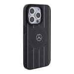 Mercedes MEHMP15X23RHSK Black Hardcase Stripes Pattern Leather Magsafe Kryt iPhone 15 Pro Max