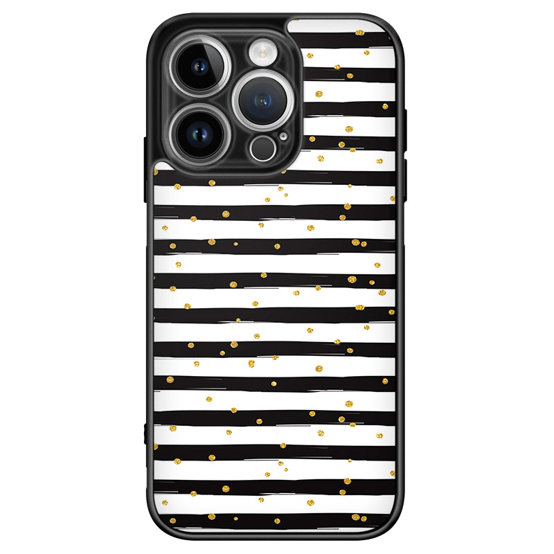 Stripes Gold Black White Kryt iPhone 14 Pro