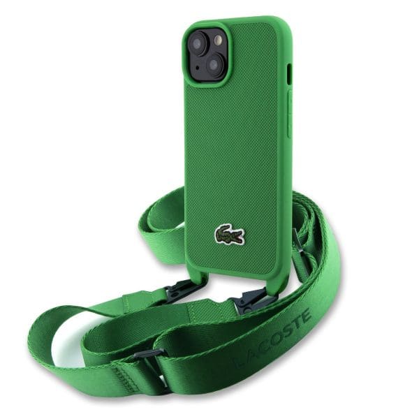 Lacoste Iconic Petit Pique Crossbody Woven Logo Green Kryt iPhone 15