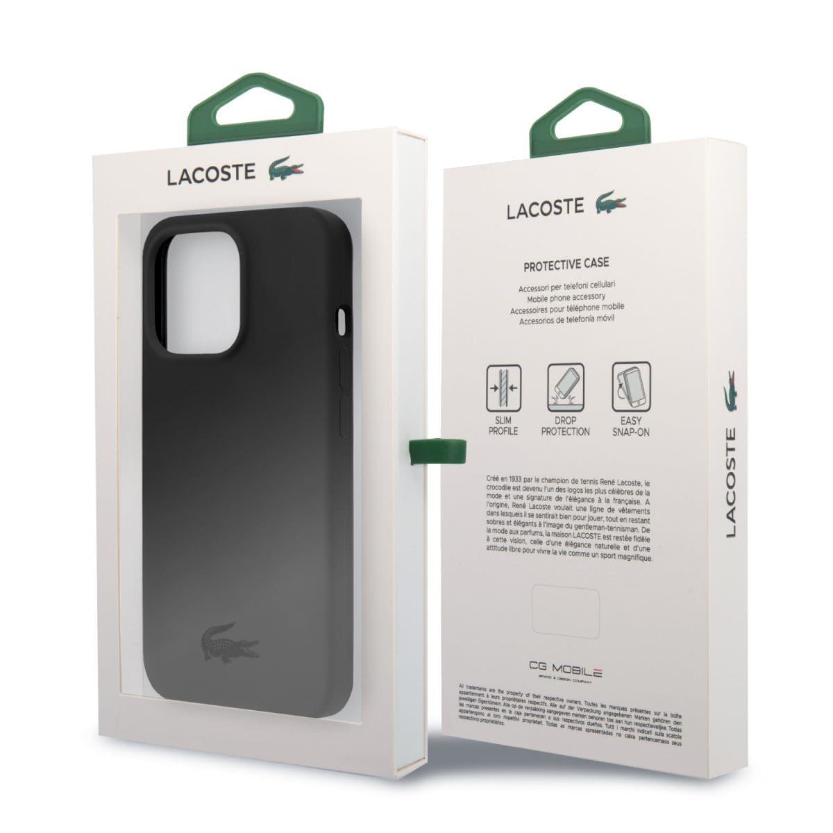 Lacoste Liquid Silicone Glossy Printing Logo Black Kryt iPhone 13 Pro