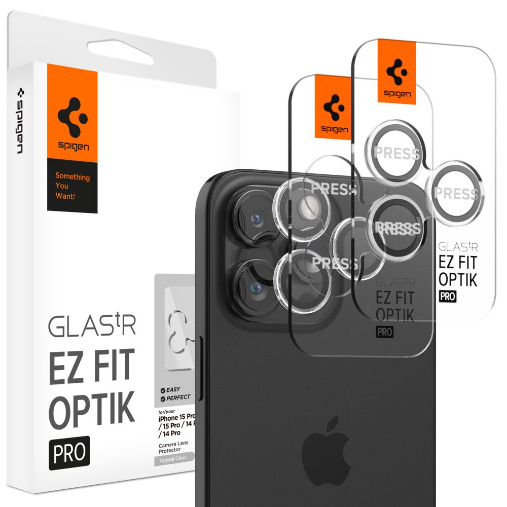Spigen Optik.tr ”ez Fit” Camera Protector 2-pack Crystal Clear iPhone 15 Pro Max/15 Pro/14 Pro Max/14 Pro