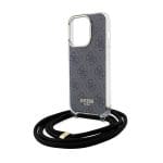 Guess GUHCP15LHC4SEK Black Hardcase Crossbody Cord 4G Print Kryt iPhone 15 Pro
