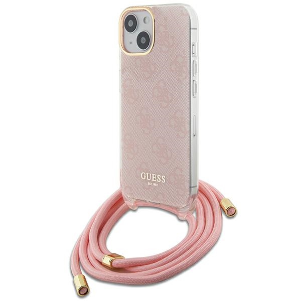 Guess GUHCP15SHC4SEP Pink Hardcase Crossbody Cord 4G Print Kryt iPhone 15