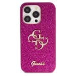 Guess GUHCP15XHG4SGU Purple Hardcase Glitter Script Big 4G Kryt iPhone 15 Pro Max