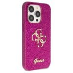 Guess GUHCP15XHG4SGU Purple Hardcase Glitter Script Big 4G Kryt iPhone 15 Pro Max