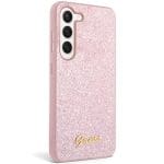 Guess GUHCS23SHGGSHP Pink Hardcase Glitter Script Kryt Samsung Galaxy S23