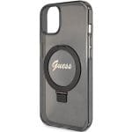 Guess GUHMP13MHRSGSK Black Hardcase Ring Stand Script Glitter MagSafe Kryt iPhone 13