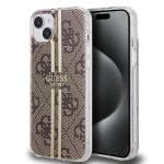 Guess IML 4G Gold Stripe Brown Kryt iPhone 15