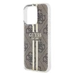 Guess IML 4G Gold Stripe Brown Kryt iPhone 15 Pro