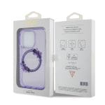 Guess PC/TPU Flowers Ring Glossy Logo MagSafe Purple Kryt iPhone 15 Pro Max