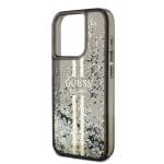 Guess PC/TPU Liquid Glitter Gold Stripe Black Kryt iPhone 15 Pro