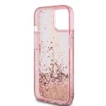 Guess PC/TPU Liquid Glitter Gold Stripe Pink Kryt iPhone 15