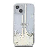 Guess PC/TPU Liquid Glitter Gold Stripe Transparent Kryt iPhone 15 Plus