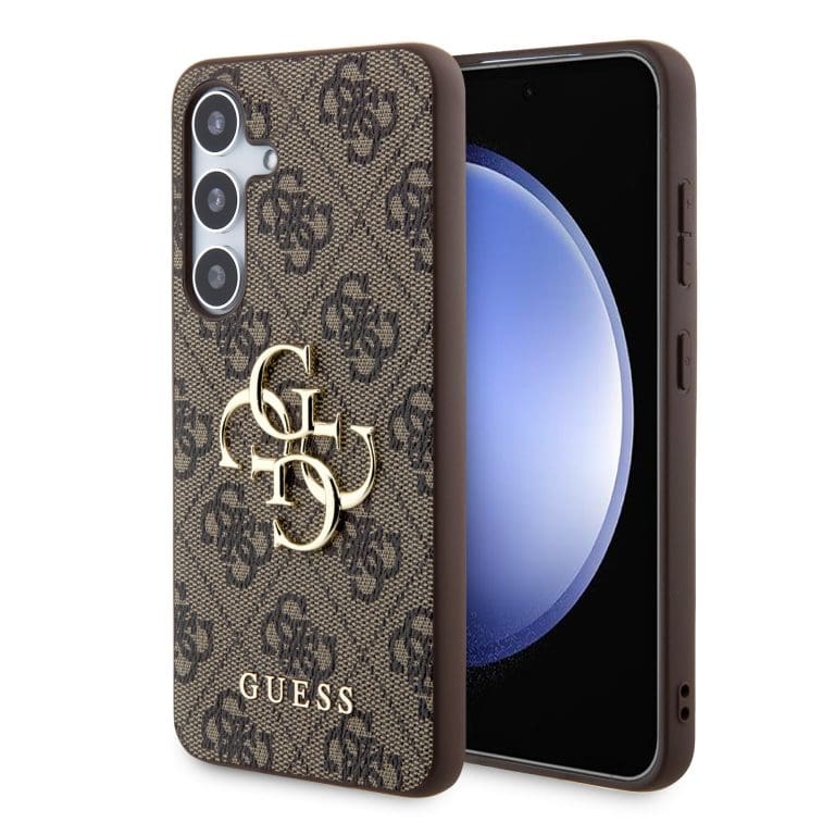 Guess PU 4G Metal Logo Brown Kryt Samsung Galaxy S24 Plus