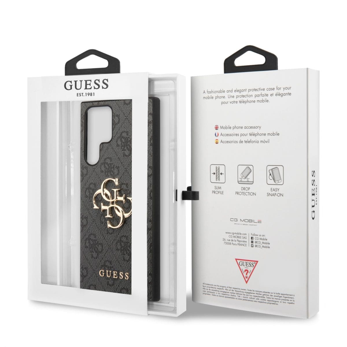 Guess PU 4G Metal Logo Grey Kryt Samsung Galaxy S24 Ultra