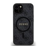 Guess PU Leather 4G Colored Ring MagSafe Black Kryt iPhone 14