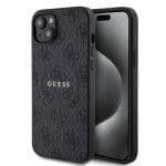Guess PU Leather 4G Colored Ring MagSafe Black Kryt iPhone 15 Plus