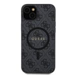 Guess PU Leather 4G Colored Ring MagSafe Black Kryt iPhone 15 Plus