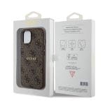Guess PU Leather 4G Colored Ring MagSafe Brown Kryt iPhone 15