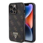 Guess PU Leather 4G Triangle Metal Logo Black Kryt iPhone 13 Pro