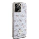 Guess PU Leather 4G Triangle Metal Logo White Kryt iPhone 15 Pro Max