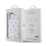 Guess PU Leather 4G Triangle Metal Logo White Kryt iPhone 15 Pro Max