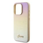 Guess PU Leather Iridescent Metal Script Gold Kryt iPhone 15 Pro Max