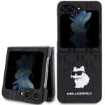 Karl Lagerfeld KLHCZF5SAPCHNPK Hardcase Black Saffiano Monogram Choupette Pin Kryt Samsung Galaxy Z Flip 5