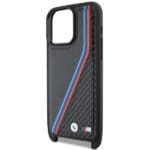 BMW BMHCP15X23PSVTK Black Hardcase M Edition Carbon Tricolor Lines & Strap Kryt iPhone 15 Pro Max