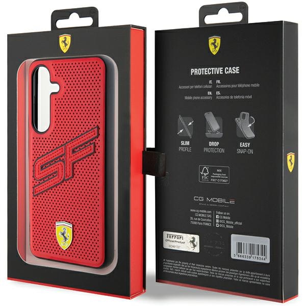 Ferrari FEHCS24SPINR Red HardCase Big SF Perforated Kryt Samsung Galaxy S24