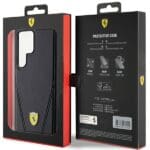 Ferrari FEHMS24LP3BAK Black HardCase Hot Stamp V Lines MagSafe Kryt Samsung Galaxy S24 Ultra