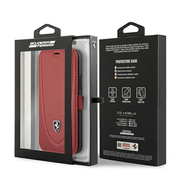 Ferrari FEOGOFLBKP12LRE Red Book Off Track Perforated Kryt iPhone 12 Pro Max