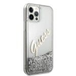 Guess GUHCP12LGLVSSI Silver Hardcase Glitter Vintage Script Kryt iPhone 12 Pro Max