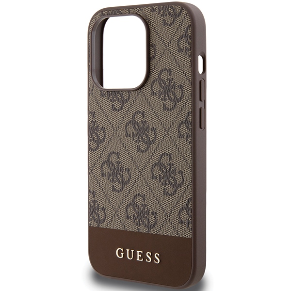 Guess GUHCP15LG4GLBR Brown HardCase 4G Stripe Collection Kryt iPhone 15 Pro