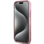 Guess GUHCP15MLFCSEGP Pink HardCase Liquid Glitter Gold Stripes Kryt iPhone 15 Plus