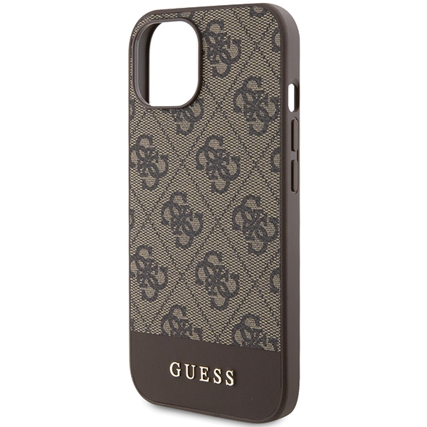 Guess GUHCP15SG4GLBR Brown HardCase 4G Stripe Collection Kryt iPhone 15