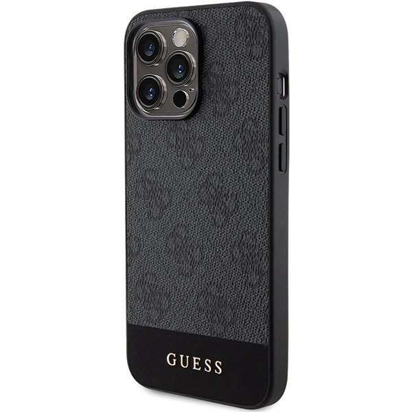 Guess GUHCP15XG4GLGR Grey HardCase 4G Stripe Collection Kryt iPhone 15 Pro Max