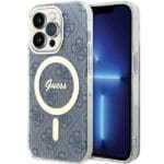 Guess GUHMP15LH4STB Blue HardCase IML 4G MagSafe Kryt iPhone 15 Pro