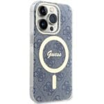 Guess GUHMP15LH4STB Blue HardCase IML 4G MagSafe Kryt iPhone 15 Pro